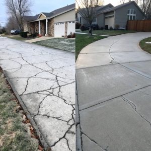 Comparison of winter-damaged concrete against a quality concrete installation