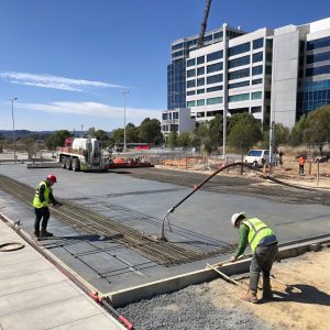 A commercial concrete construction project underway in Civic, Canberra