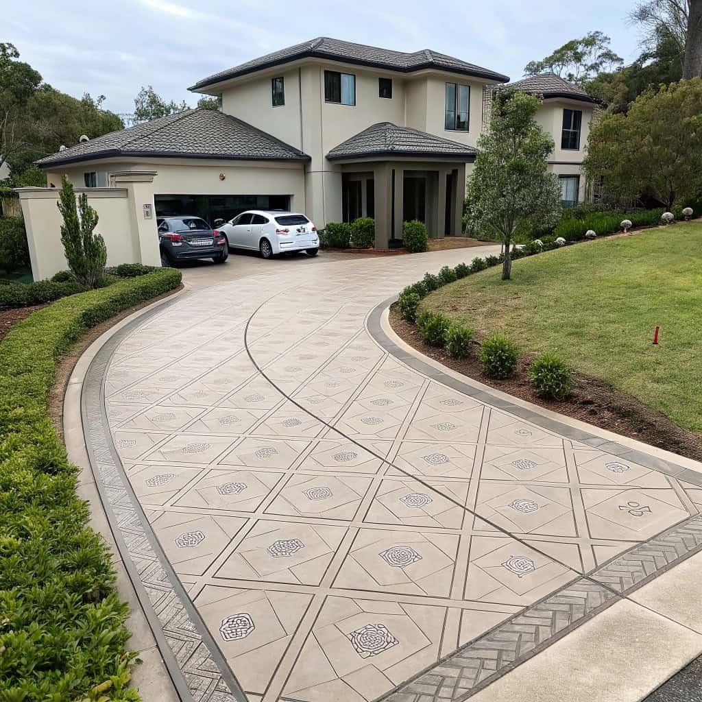 Professional concrete driveway installation in progress