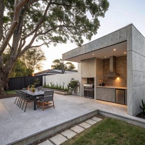 Concrete patio and outdoor entertainment area