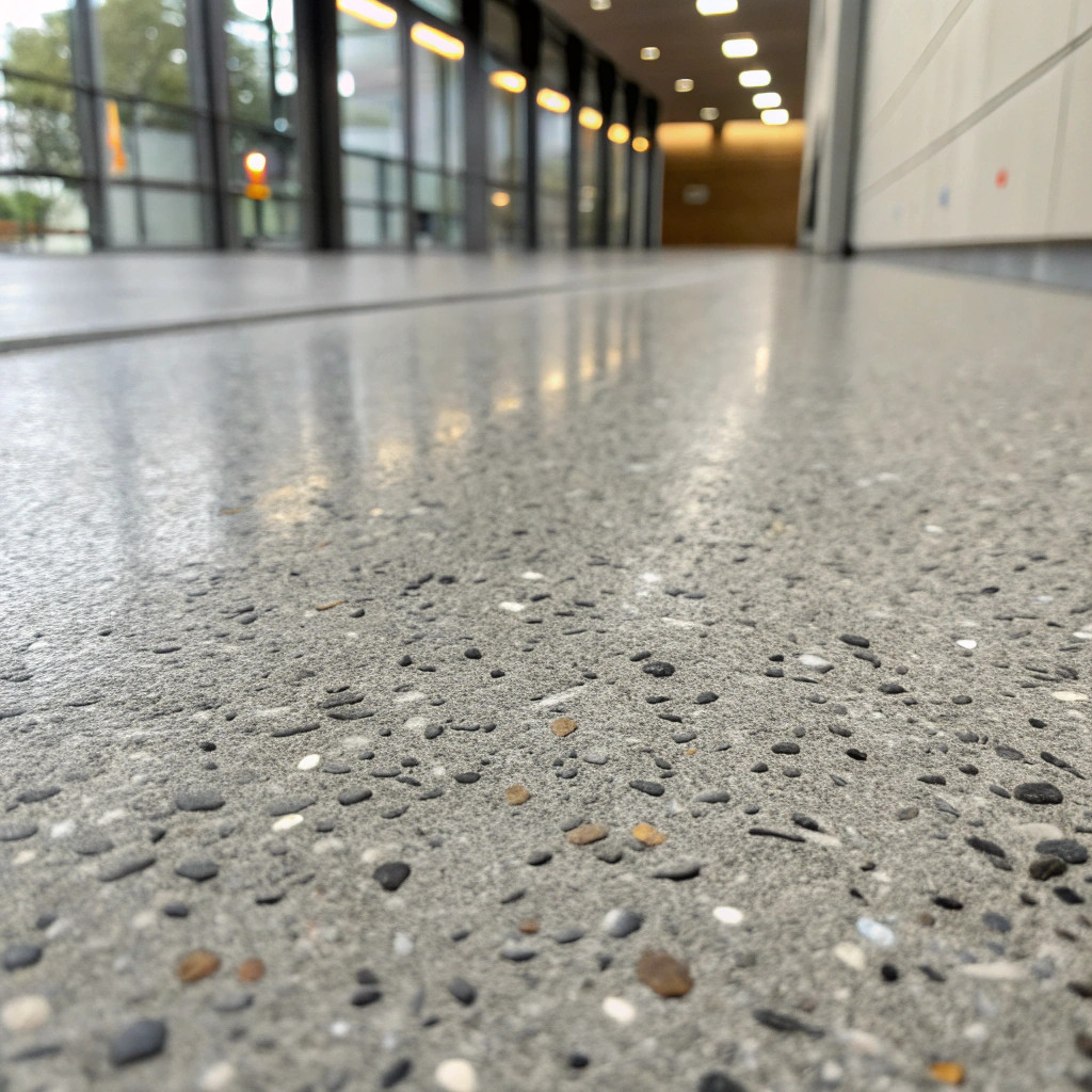 A textured non-slip concrete surface finish
