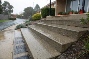 Concrete steps designed for wet-weather safety and grip