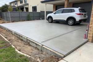 Finished concrete garage slab installed on a Canberra property
